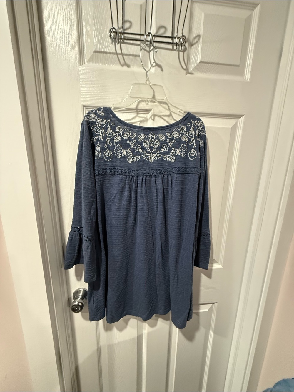 Style & Co. Blue Scoop Neck Tunic with White Embroidery - Picture 6 of 8